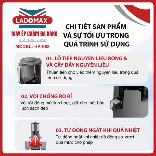 Máy ép chậm cao cấp Ladomax HA-963
