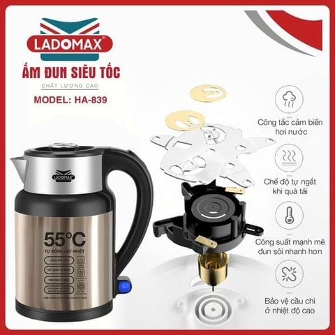 Ấm đun siêu tốc 2.3L Ladomax HA-839