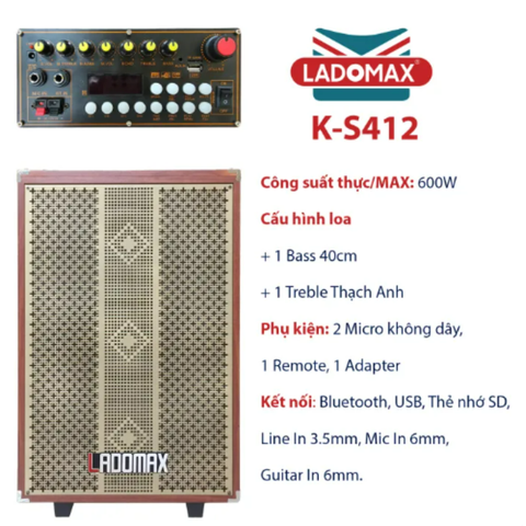 Loa kéo karaoke 4 tấc Ladomax K-S412