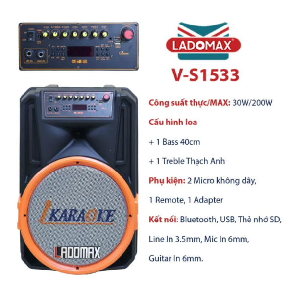 Loa kéo karaoke 4 tấc Ladomax V-S1533