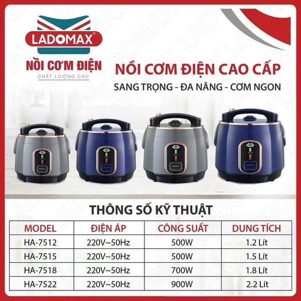 Nồi cơm điện lòng niêu 1.2L Ladomax HA-7512