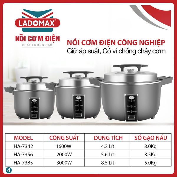 Nồi cơm điện công nghiệp 4.2L Ladomax HA-7342