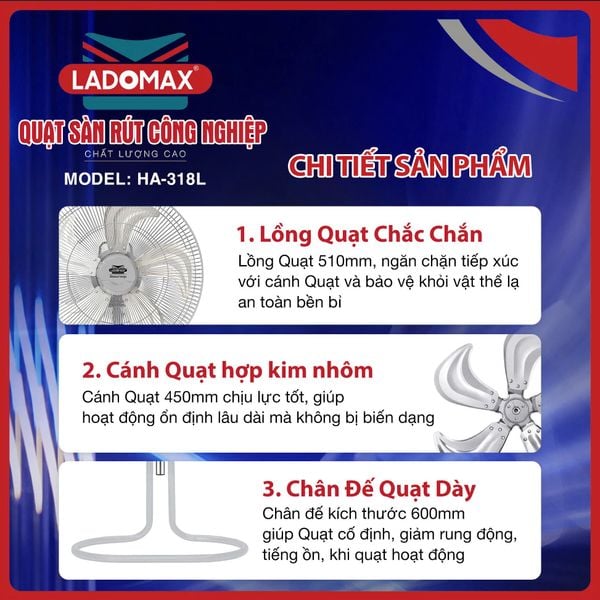 Quạt sàn rút công nghiệp HA-318L