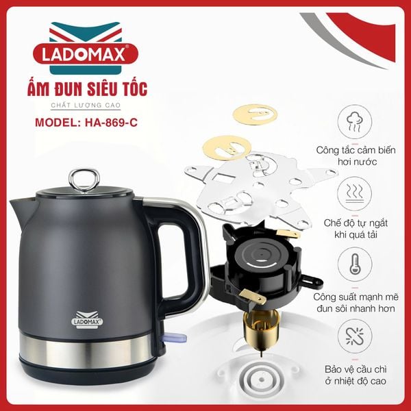 Ấm đun siêu tốc 1.8L Ladomax HA-869-Cơ
