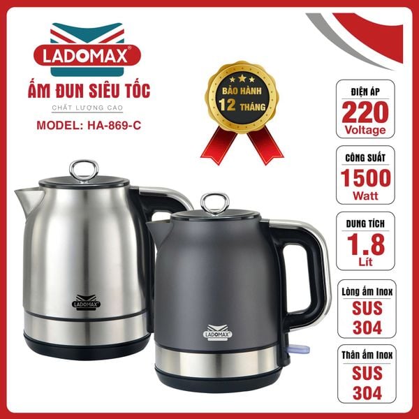 Ấm đun siêu tốc 1.8L Ladomax HA-869-Cơ