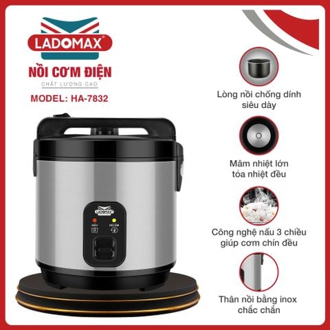 Nồi cơm điện nắp gài 3.2L Ladomax HA-7832 - công nghệ giữ ấm 3 chiều