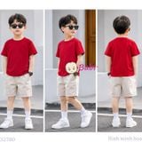  Áo Thun Tay Ngắn CVC Cotton Màu Trơn (26-75kg) 