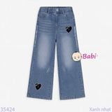  Quần Jeans Suông Dài Thêu Tim Cho Mẹ Và Bé (28kg - 50kg) 