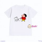  Áo Thun Gia Đình In Hình Bé Shin Áo Đỏ (26-72kg) 