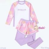  Bộ Bơi Bé Gái Tay Dài Quần Dài Màu Tím Hồng (26-50kg) 