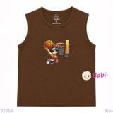  Áo Ba Lỗ Bé Trai Cotton Mát Mẻ Hè Hình Bóng Rổ (27–65kg) 