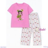  Bộ Tay Ngắn Quần Suông Dài Bé Gái Tóc Bím (20-72kg) 