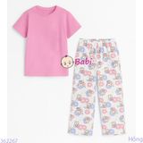  Bộ Tay Ngắn Quần Suông Dài Bé Gái  Màu Trơn  (56-72kg) 