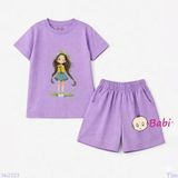  Bộ Bé Gái Tay Ngắn Quần Đùi Bé Cầm Hoa (20-55kg) 