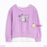  Áo Thun Tay Dài Cho Bé Gái Cổ Tròn In Họa Tiết Dễ Thương (6 - 15 tuổi) 