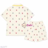  (vàng) Set Bộ Pyjama Mẹ Bé Tay Ngắn Quần Đùi (30-58kg) 