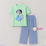  Bộ Bé Gái Tay Ngắn Quần Suông Dài In Hình Cô Gái Xinh Xắn (41-52kg) 