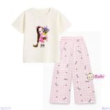 Bộ Bé Gái Tay Ngắn Quần Đũi Họa Tiết Nơ Hồng (20-72kg) 