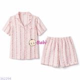  Bộ Pijama Tay Ngắn Quần Đùi Họa Tiết Hoa (25-58kg) 