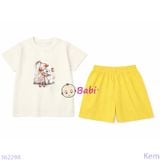  Bộ Bé Gái Tay Ngắn Quần Đùi Hình Bé Và Cún (24-52kg) 