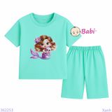  Bộ Bé Gái Quần Lửng In Hình Tiên Cá Xinh Xắn (23-56kg) 