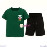 Bộ Thun Bé Trai Tay Ngắn Quần Ngắn Hình Shin Áo Đỏ (23kg - 62kg) 