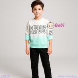  Áo Thun Bé Trai Cổ Tròn Tay Dài In Loang Cham Sành Điệu (6 - 15 tuổi) 