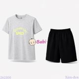  Bộ Thun Bé Trai Tay Ngắn Quần Ngắn Chữ Smile (23kg - 62kg) 