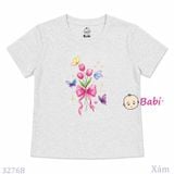  (H1) Áo Thun Baby Tee Mẹ Và Bé In Hoa (30-68Kg) 