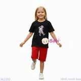  Bộ Bé Gái Tay Ngắn Quần Lửng Bé Nón Tím (20-55kg) 