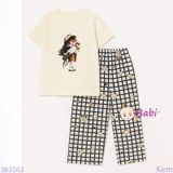  Bộ Tay Ngắn Quần Suông Dài Bé Gái Trà Sữa (20-72kg) 