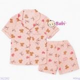  Bộ Pijama Tay Ngắn Quần Đùi Họa Tiết Gấu Bi (25-58kg) 