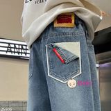  Quần Jeans Trẻ Em  Màu Trơn Túi Lật (30kg - 47kg) 