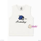  (M3) Áo Ba Lỗ Bé Trai Cotton Mát Mẻ Hè In Hình Nón (27–65kg) 