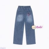  Quần Jeans Suông Dài Thêu Nơ Màu Cho Mẹ Và Bé (28kg - 50kg) 