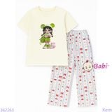  Bộ Tay Ngắn Quần Suông Dài Bé Gái Tóc Bím (20-72kg) 