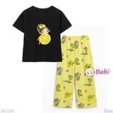  Bộ Bé Gái Tay Ngắn Quần Đũi Họa Tiết Chanh Vàng (31-46kg) 