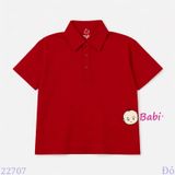  Áo Thun Cổ Trụ Bé Trai Bé Gái Tay Ngắn Màu Trơn (30-75kg) 