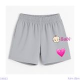  Quần Short Màu Trơn In Tim Cho Mẹ Và Bé (20kg - 53kg) 