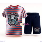  Bộ Tay Ngắn Sọc Quần Lửng In Hình Moto (30-47kg) 