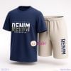 Bộ Thun Bé Trai Tay Ngắn Quần Lửng Chữ Denim (50kg - 70kg)