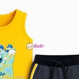  Bộ Sát Nách Quần Lửng Bé Trai In Hình Chuột Vàng (10-25kg) 