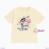  Áo Thun Gia Đình In Hình Bé Shin Áo Xanh (26-72kg) 