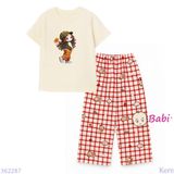  Bộ Bé Gái Tay Ngắn Quần Đũi Họa Tiết Bé Hoa Cam (20-46kg) 