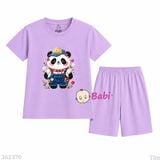  (M7) Bộ Bé Gái Tay Ngắn Quần Lửng Hình Gấu (30-55kg) 