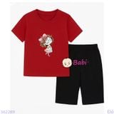  Bộ Bé Gái Tay Ngắn Quần Lửng Bé Nơ Hồng (20-55kg) 