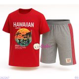  Bộ Tay Ngắn Quần Lửng In Chữ Hawaiian (30-60kg) 