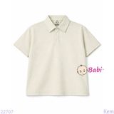  Áo Thun Cổ Trụ Bé Trai Bé Gái Tay Ngắn Màu Trơn (30-75kg) 