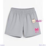  Quần Short  Màu Trơn In Nơ Cho Mẹ Và Bé (20kg - 53kg) 