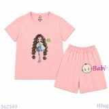  Bộ Thun Mát Bé Gái In Hoa Xanh Mùa Hè Size 20-55kg 